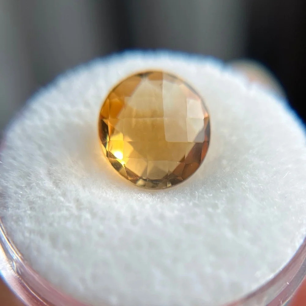 🧡 3.29 CT Natural CITRINE Golden Orange Checkerboard Cut Gemstone - Picture 1 of 2